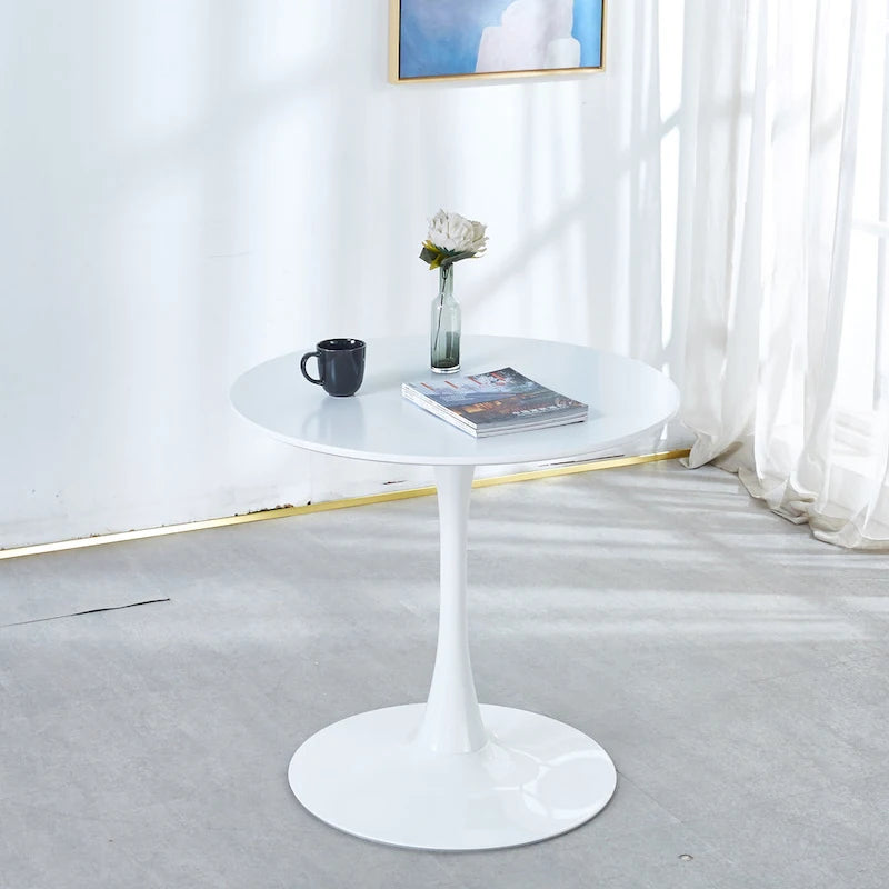 31.5" Round Tulip Dining Table for 2-4 People, Walnut & Black