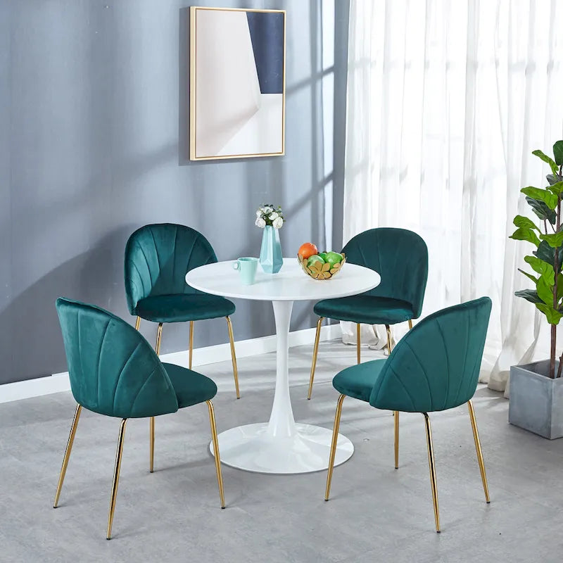 31.5" Round Tulip Dining Table for 2-4 People, Walnut & Black