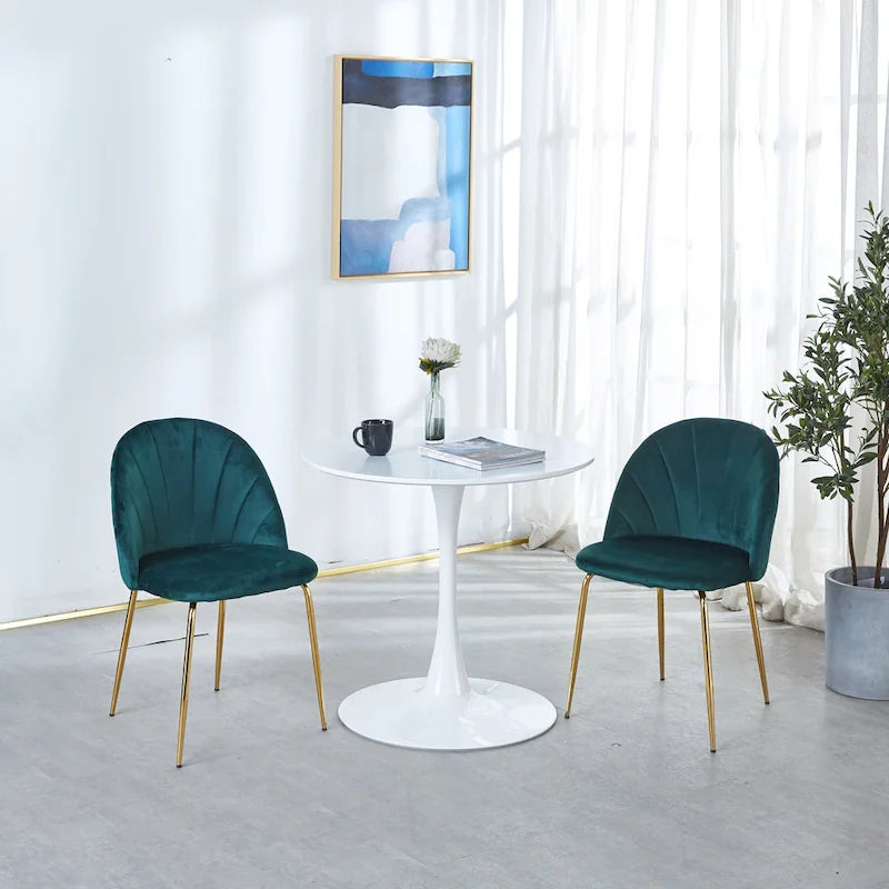 31.5" Round Tulip Dining Table for 2-4 People, Walnut & Black
