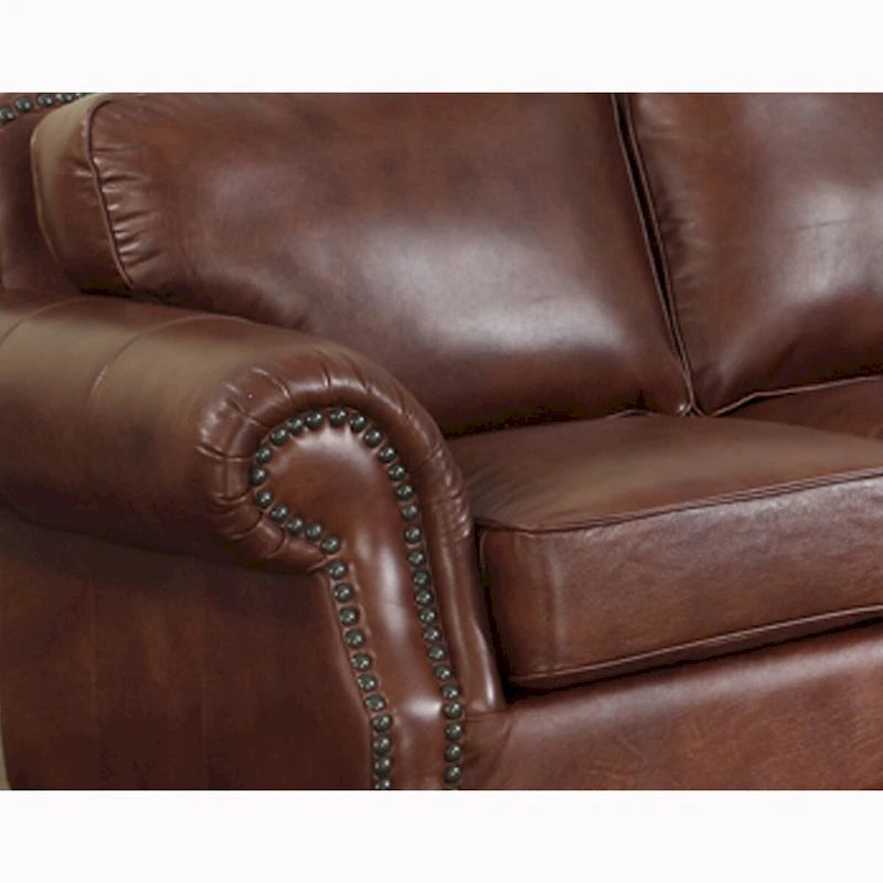 Distressed Whiskey Top Grain Italian Leather Sofa and Two Chairs Set