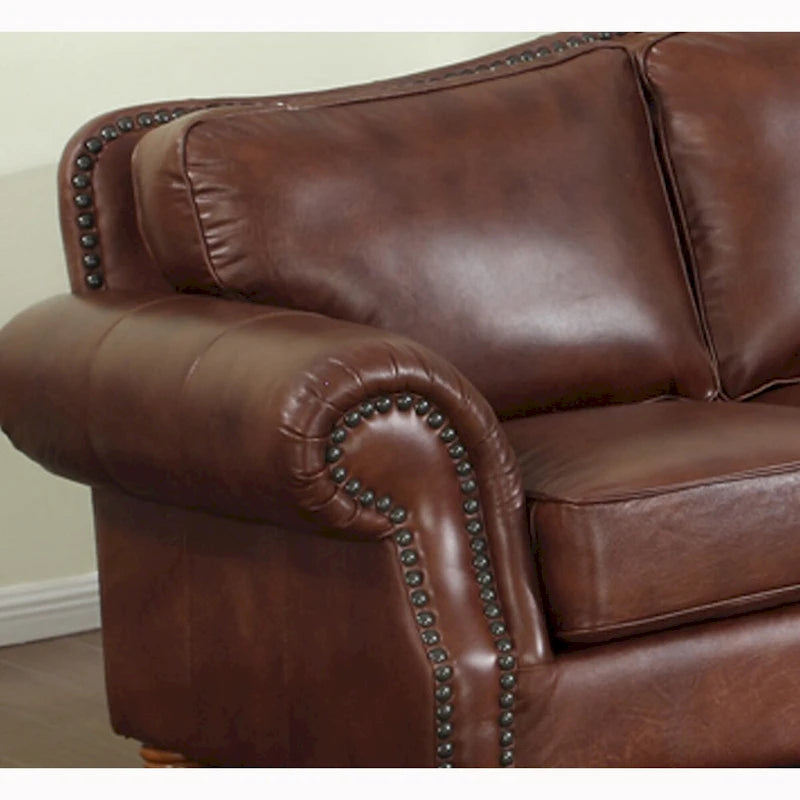 Distressed Whiskey Top Grain Italian Leather Sofa and Two Chairs Set