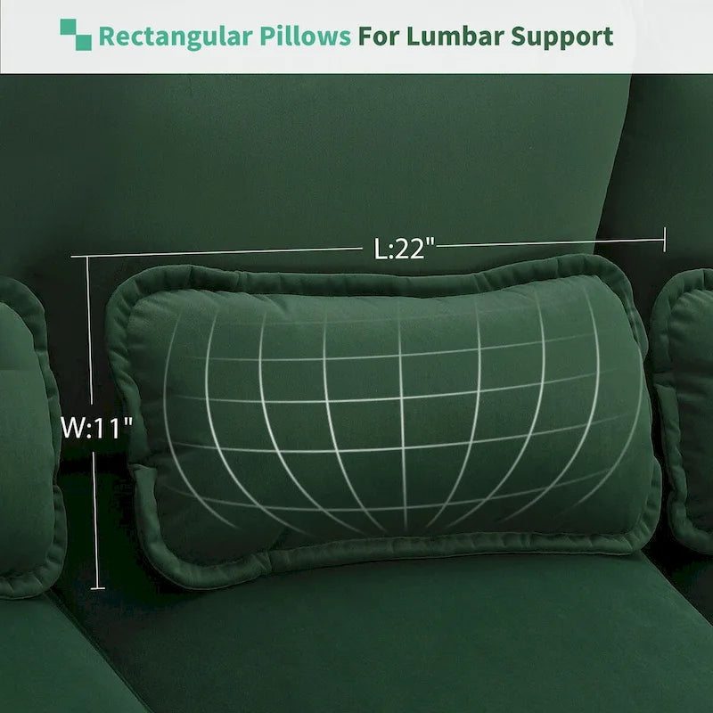 6-seat Upholstered Symmetrical Sofa Furniture U-shaped Sectional Sofa with Waist Pillows