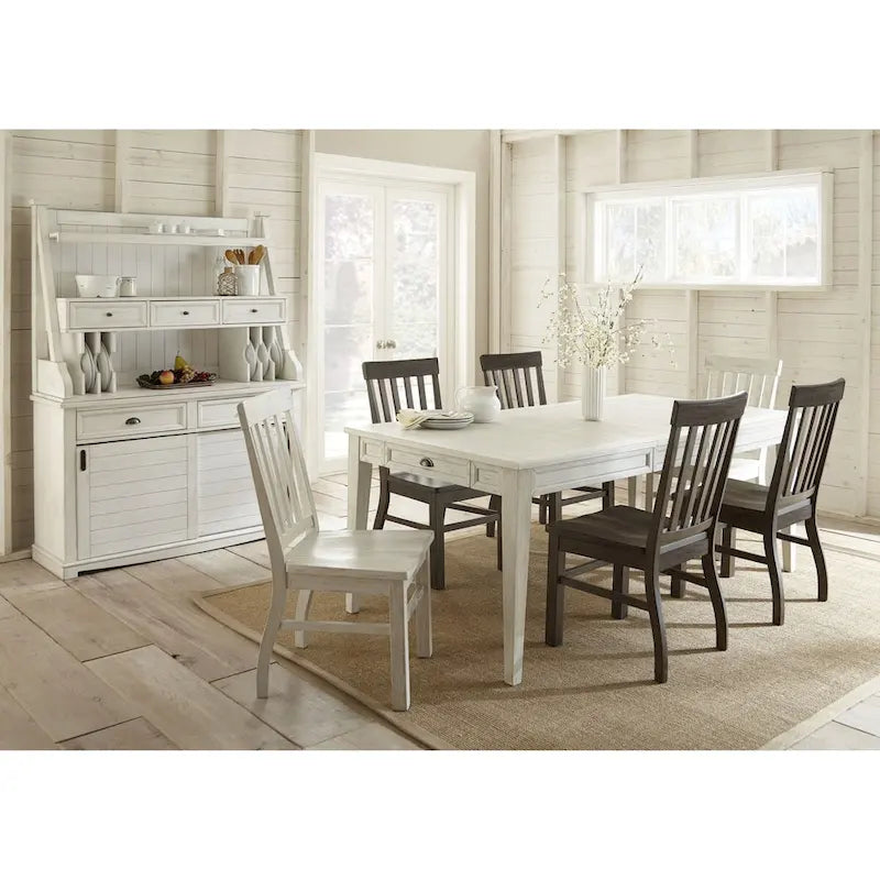Distressed Antique White Storage Buffet and Hutch