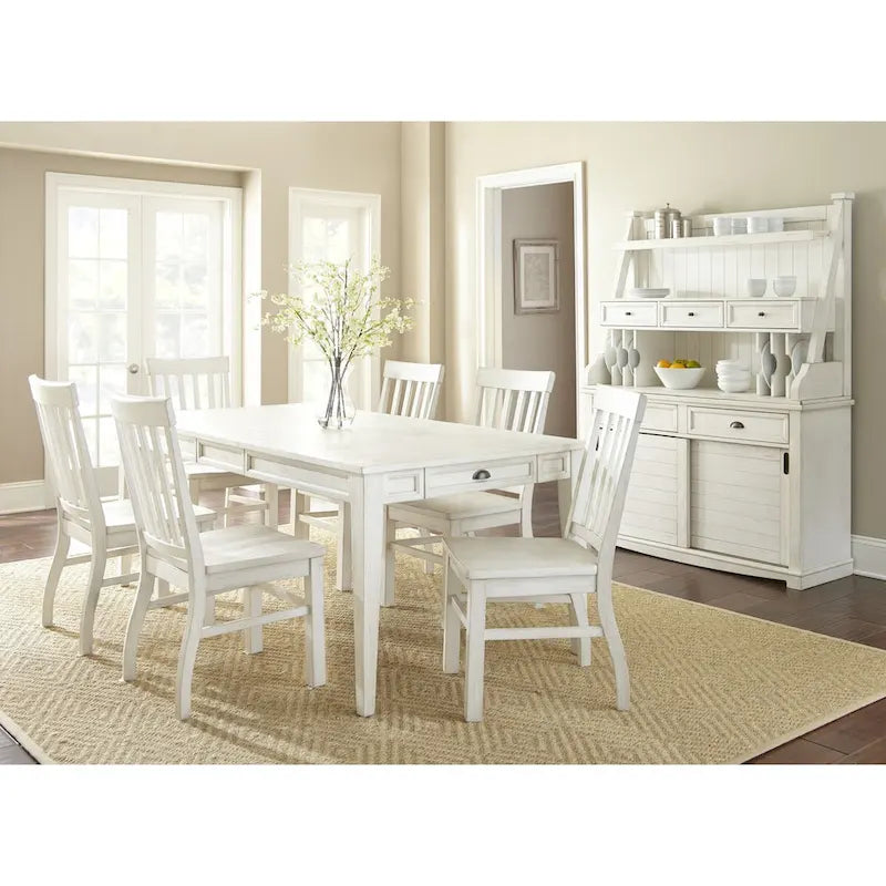 Distressed Antique White Storage Buffet and Hutch