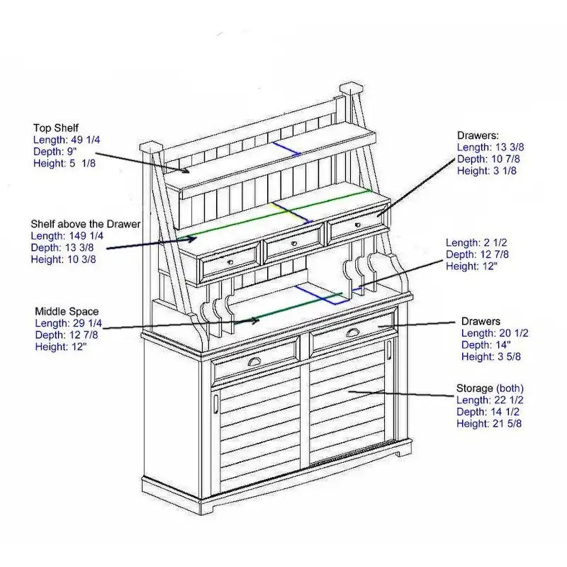 Distressed Antique White Storage Buffet and Hutch