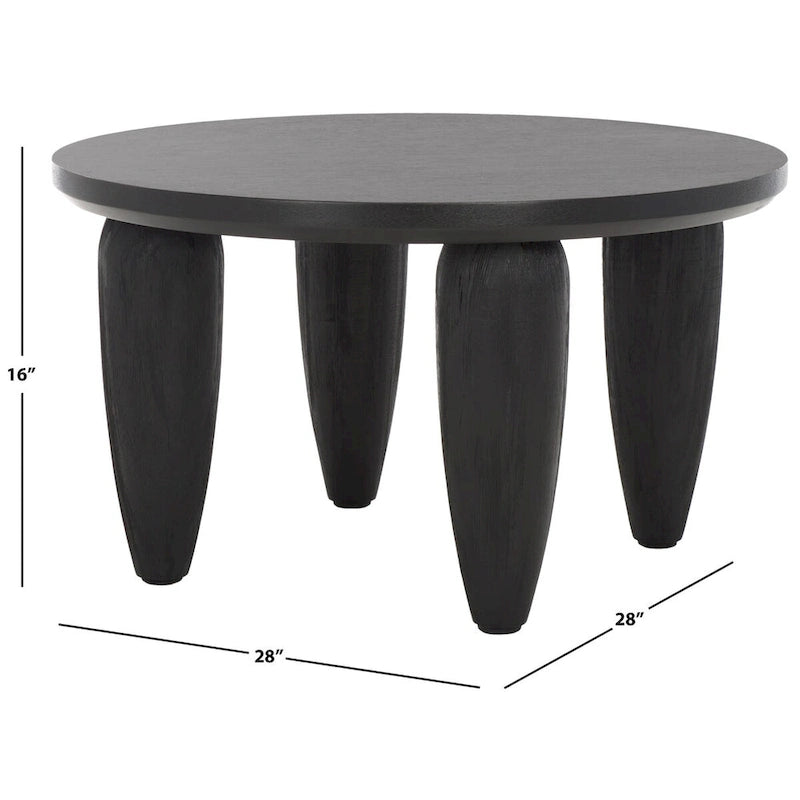 Modern Coffee Table with Black Base and Gold Legs - 28"x28"x16"