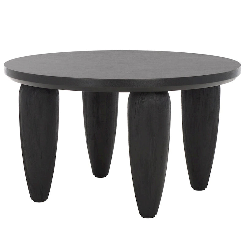 Modern Coffee Table with Black Base and Gold Legs - 28"x28"x16"